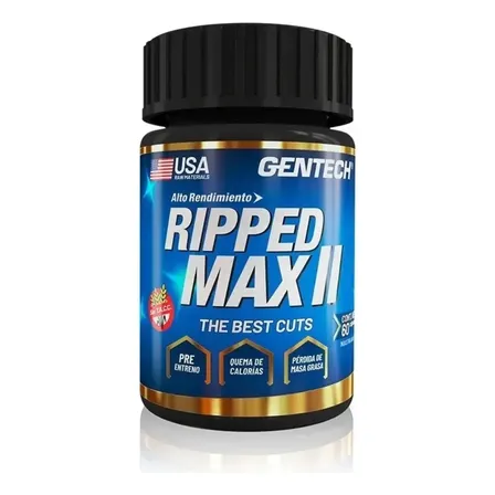 Ripped Max Ii Gentech Quemador De Grasa 60 Capsulas Sabor Sin Sabor