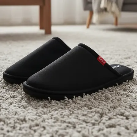 Pantuflas Margon Hombre Algodon Acolchadas Negro Liso 41.42 Ar