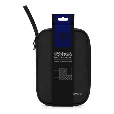 Organizador Estuche De Cables/portapasaporte Wanderlust Negro