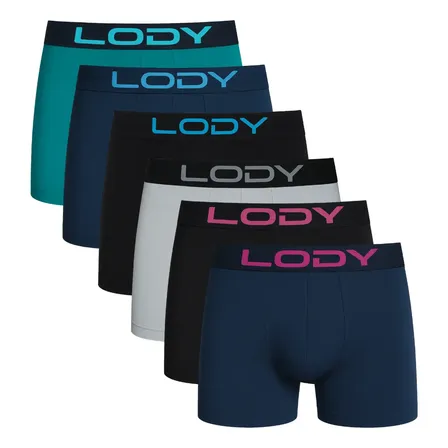 Pack X 6 Boxer Lody Art. 742 Algodón Lycra Footprints Surtido Liso L