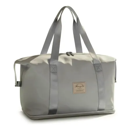 Bolso Plegable Impermeable De Viaje Expandible Multiuso Mano Gris Liso