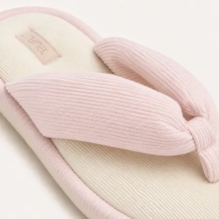 Ojotas Mujer Pantuflas Verano Rosa/crudo Tela 37/38