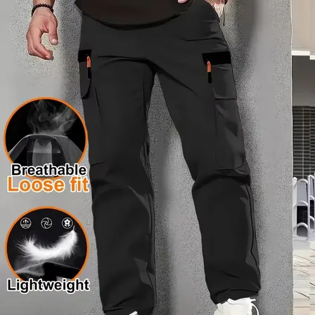 Pantalón Casual Hombre Respirable Secado Rápido Liviano Black M