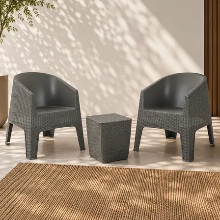 Set X2 Sillon Ibiza Ratan Sintetico + Mesa Capri Grafito