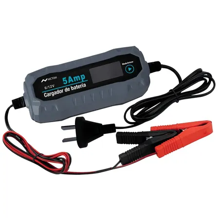Cargador de Batería Inteligente Nictom 6v 12v 5a Auto Moto Lancha - Carga Automática 10-120ah Seguro Portátil