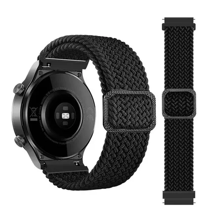 Malla 20mm Para Reloj Amazfit Bip 3 Gts 2 3 4 Mini Garmin 55 158 245 645 Colmi P8 V23 C60 P61 P8 Plus T98 Samsung Watch 3 4 5 6 7 Tela Elastica Marca Miaband Negro