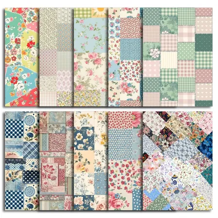 10 Papeles A4 Diseños Fondos Para Journaling Scrapbook Patchwork