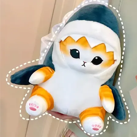 Gato De Peluche Tiburon Kawaii Con Disfraz Diseños 20cm