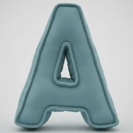Almohadón Decorativo Letra Inicial Pana Premium A - Agua