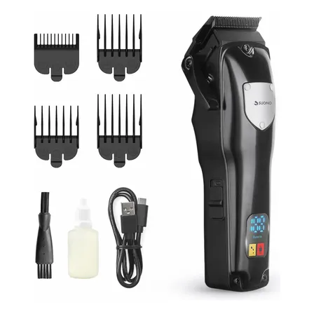 Máquina Cortadora de Pelo Suono Barba Afeitadora Inalámbrica Recargable Afeitadora Barbería Pantalla Led Carga USB