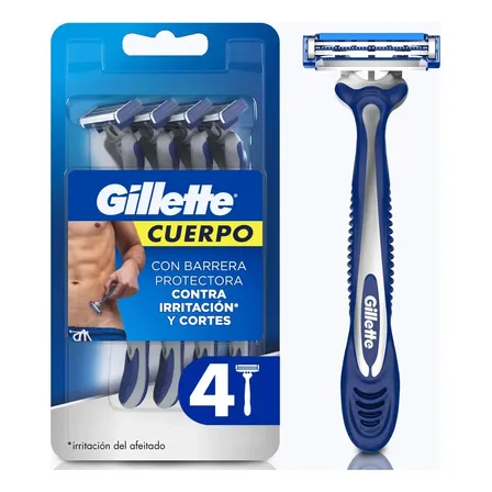 Máquina de Afeitar Gillette Cuerpo para Afeitar la Zona Íntima y el Cuerpo 4 Uds