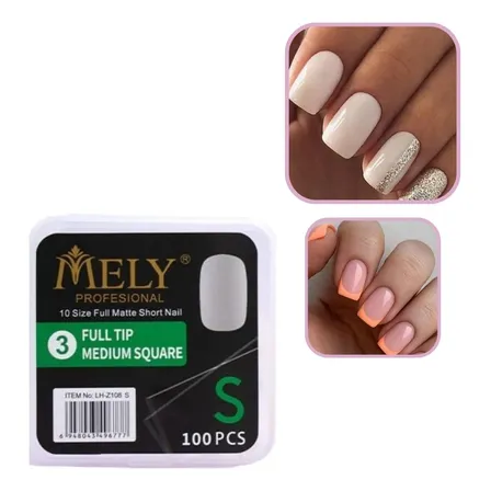 Tips Cuadrados Para Soft Gel Y Press On Nails Matte X100 Und S Cuadrado