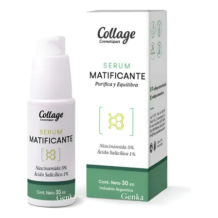 Serum Matificante Niacinamida 5% Salicilico 1% 30cc Collage Momento de aplicación Día/Noche Tipo de piel Grasa
