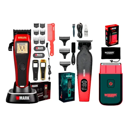 Kit Wmark Clipper 10000 Rpm + Trimmer 6500 Rpm + Shaver Negro
