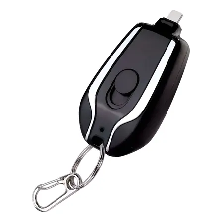 Llavero Power Bank De Emergencia Carga Celular Tipo C Negro