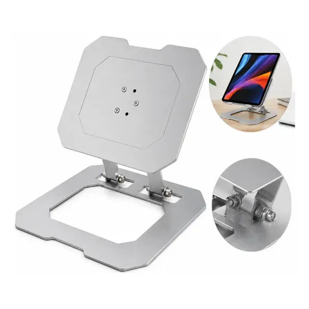 Soporte Aluminio Ajustable Celular Tablet Notebook Plegable Gris