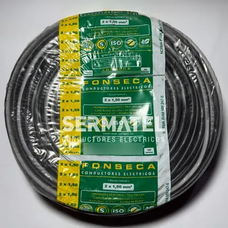 Cable Tipo Taller 2x1,5mm2 Fonseca 20 Metros Negro