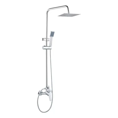 Griferia De Ducha Rieti By Gadnic Cromada Cabezal Lluvia 20cm Duchador Mano Altura Ajustable 80 A 120cm Acero Inoxidable