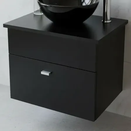 Vanitory Negro + Bacha Negra + Griferia Cromada / Baño Negro Sin Agujeros