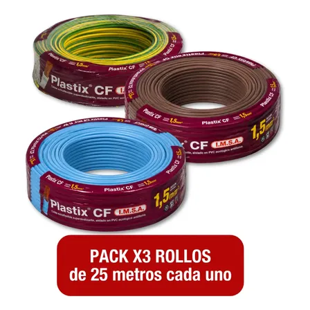 Cable Unipolar Imsa 1x1,5mm2 Pack Marrón-celeste-v/a 25mts Celeste-marron-verdeamarillo