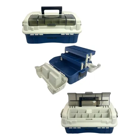 Caja De Pesca Amberjack 27 Divisiones 2 Bandejas Señuelos Azul Y Blanco