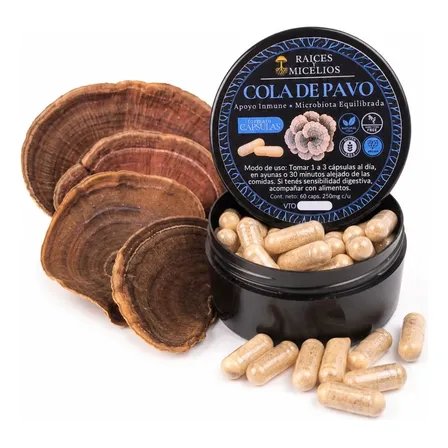 Cola De Pavo 60 Cápsulas 250mg - Defensas Microbiota Sin Sabor