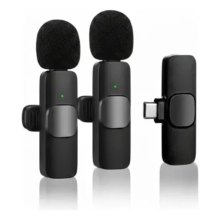 Micrófono Inalámbrico Corbatero Tipo C Android iPhone Tiktok Negro
