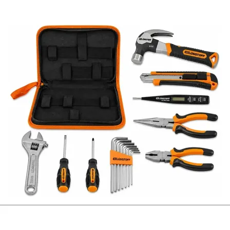 Juego Lusqtoff SHL9-7 9 Piezas Herramientas Pinzas Martillo Estuche Color Naranja