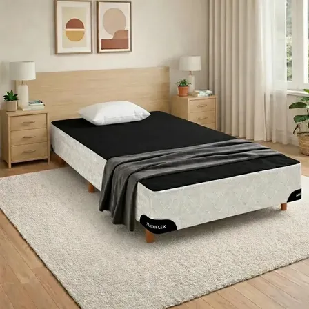 Base Sommier 1 Plaza y Media Multiflex Rígido de 6 Patas 90x190cm Color Blanco