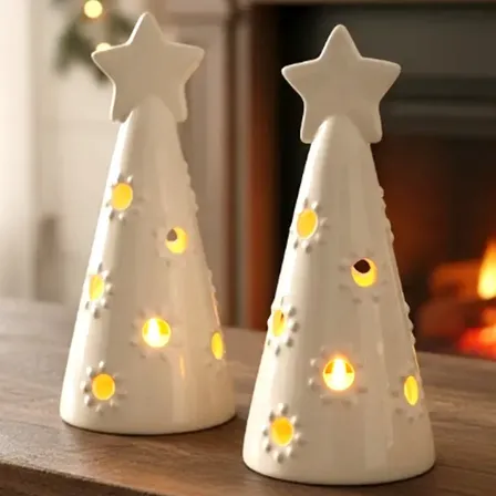 Combo Navideño Pack 2 Fanales Pino Chico Navidad +velas 065 Los De Las Fotos