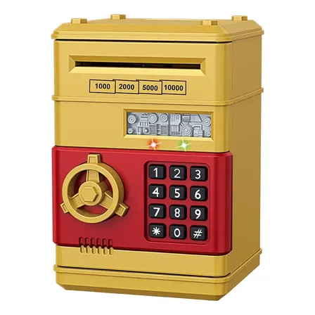 Alcancía Caja Fuerte Electrónica Infantil Waggs De Juguete Color Dorado