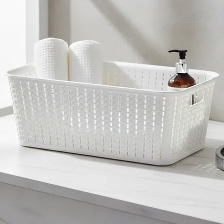 Canasto Cesto Organizador Simil Rattan 5.5l Multiuso Hogar Blanco
