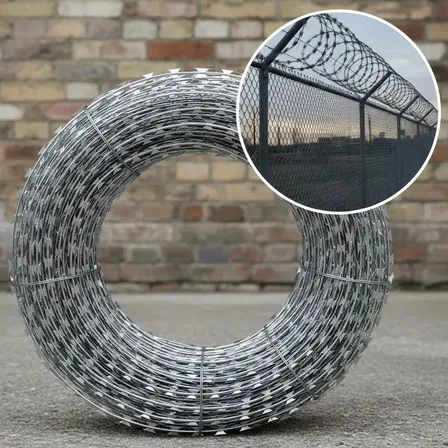 3 Rollos Alambre De Concertina Galvanizado 45cm Doble Cruzado 10m c/u (30m totales) Metros Ranchero