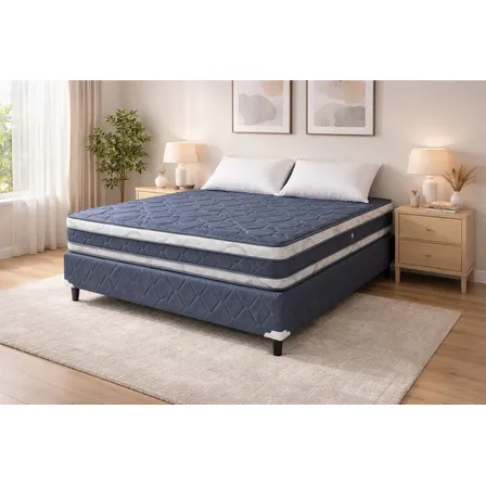 Conjunto Sommier Viggo Dual Force 140x190 Cm Color Gris Y Blanco