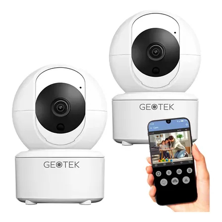 Kit 2 Camaras Seguridad Geotek 2mp Wifi Nocturna N4 Motoriza Color Blanco