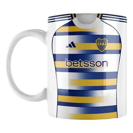 Taza Cerámica Camiseta Boca Juniors 2025/6 Mundial De Clubes Blanco Tercera Camiseta 2026