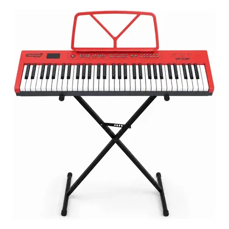 Teclado Musical Sunset Sk-230 Principiante 5 Octavas + Pie Rojo