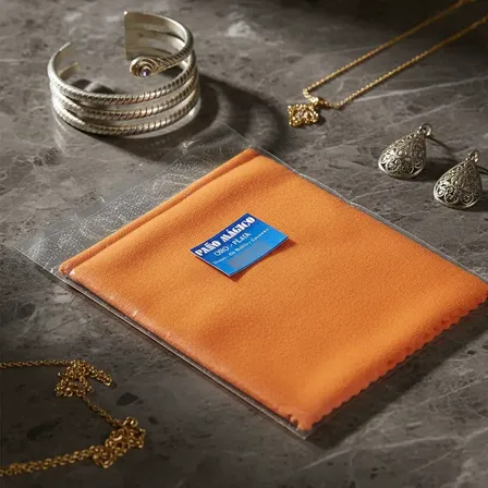 Paño Limpiador -lustrador Para Joyas Joyas De Plata Naranja/blanco