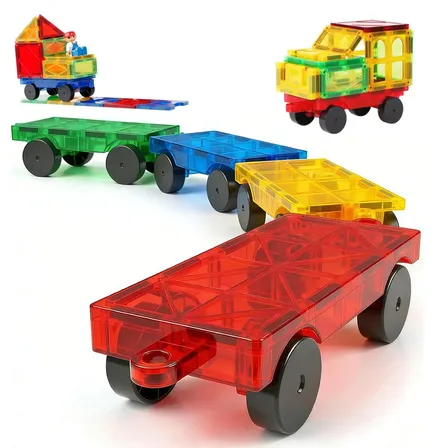 Autos x4 Bloques Para Armar Magneticos De Construccion Iman Imanes Veoquiero
