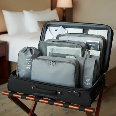 Set Organizador De Ropa Valija Sas Travel 7 Piezas Bolsas Color Gris