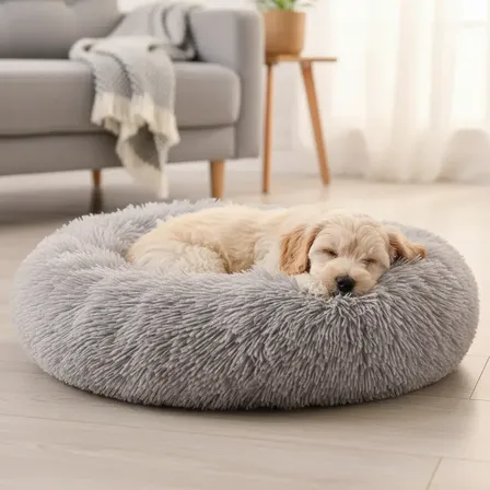 Cama Para Perros Gatos Mascotas Cachorros Cucha Antiestres Dona Redonda Relajante Peluche Suave Mullida Antiansiedad Descanso Lavable Base Antideslizante 50cm Unipet