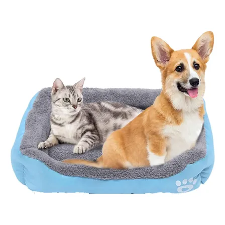 Cucha Suave Para Perro Y Gato Con Almohadón Azul