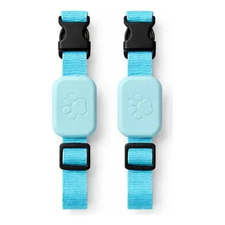 Combo X2 Collares Rastreador Gps Para Mascotas Smartag Celeste Petfinder M