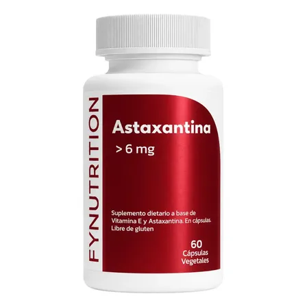 Astaxantina 6mg Fynutrition - Antioxidante Antiage Longevidad - 12mg con dos cápsulas - 60 cápsulas