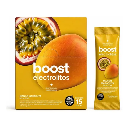 Electrolitos Polvo Boost Suplemento Vitamina C Magnesio X30 Mango Maracuya X15 Sobres