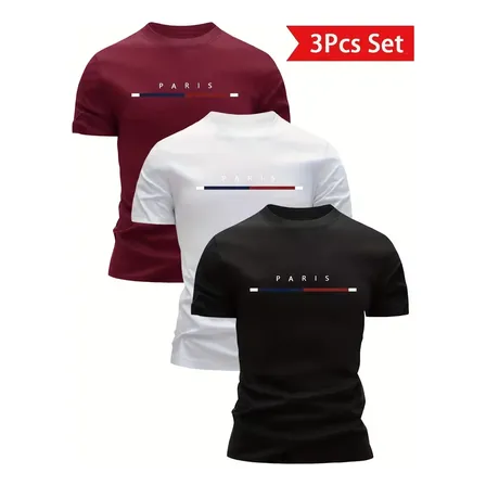 Pack 3 Remeras Hombre Manga Corta Transpirables