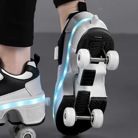 Zapatillas Con Ruedas Retráctiles Invisibles White-black 42 Eu