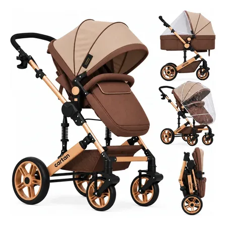 Cochecito de bebe convertible en asiento y cuna moises Cartan STL300 Chocolate