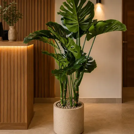 Planta Artificial Monstera 1m, Calidad Premium. Verde Oscuro