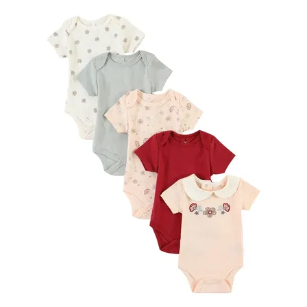 Pack 5 Bodys Bebé Algodón Morley Manga Corta Rosa 9m Floreado